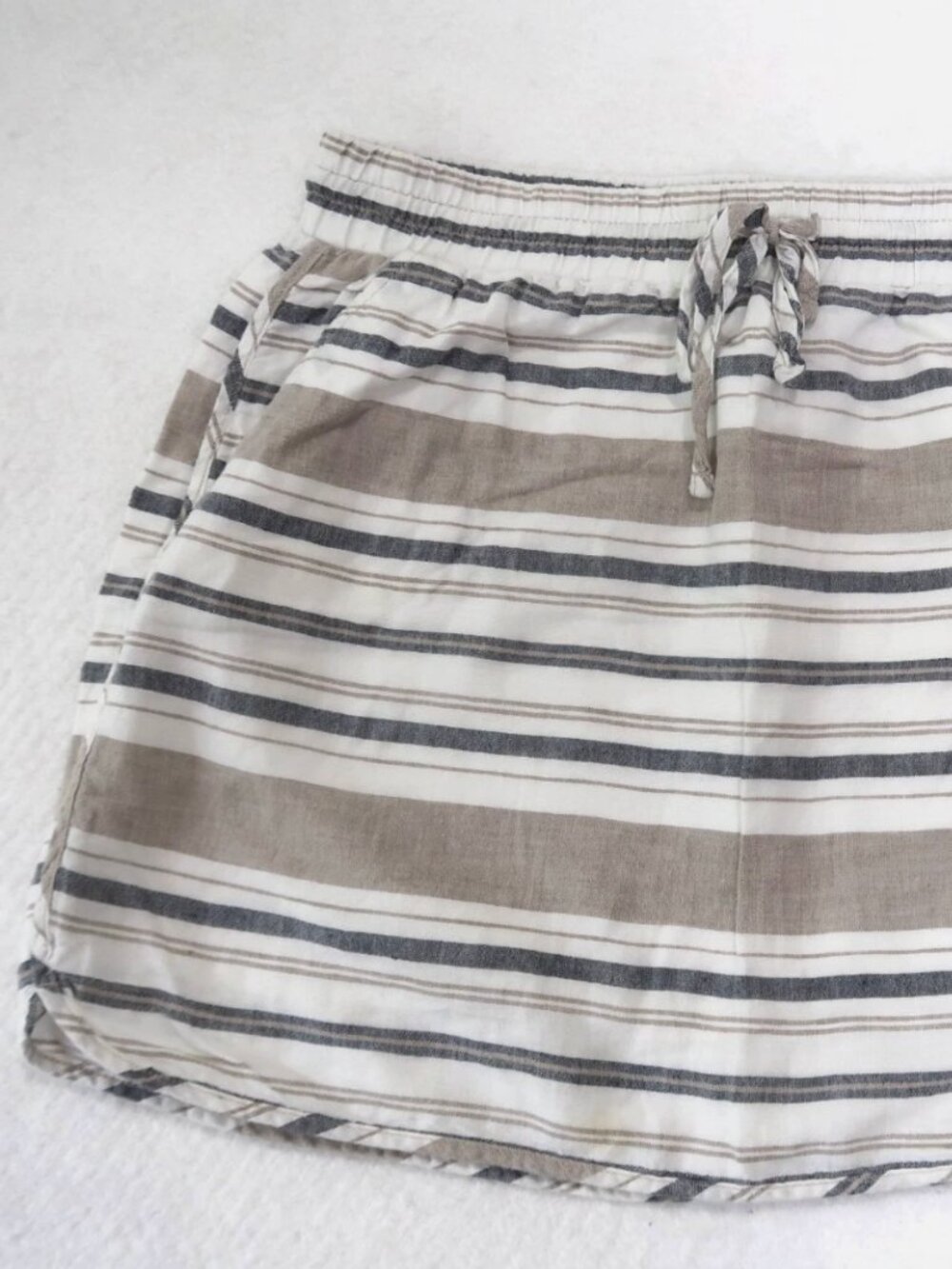 Linen Cotton Natural Material Skirt Neutral Stripe Size Medium Lightweight GAP